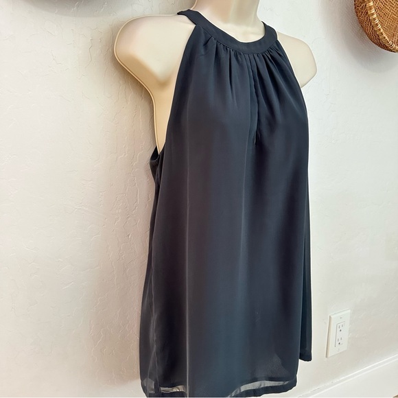 NWT Banana Republic Charcoal Gray Chiffon Halter Top Blouse. Size Small - Picture 4 of 13